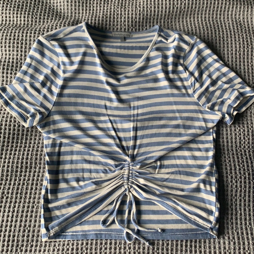 Blue & white crop top
